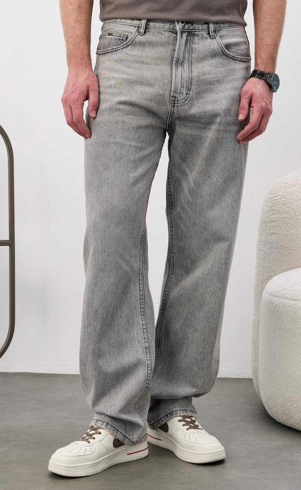 Джинсы Fine Joyce F611-0162R светло-серый хлопок  фото 7