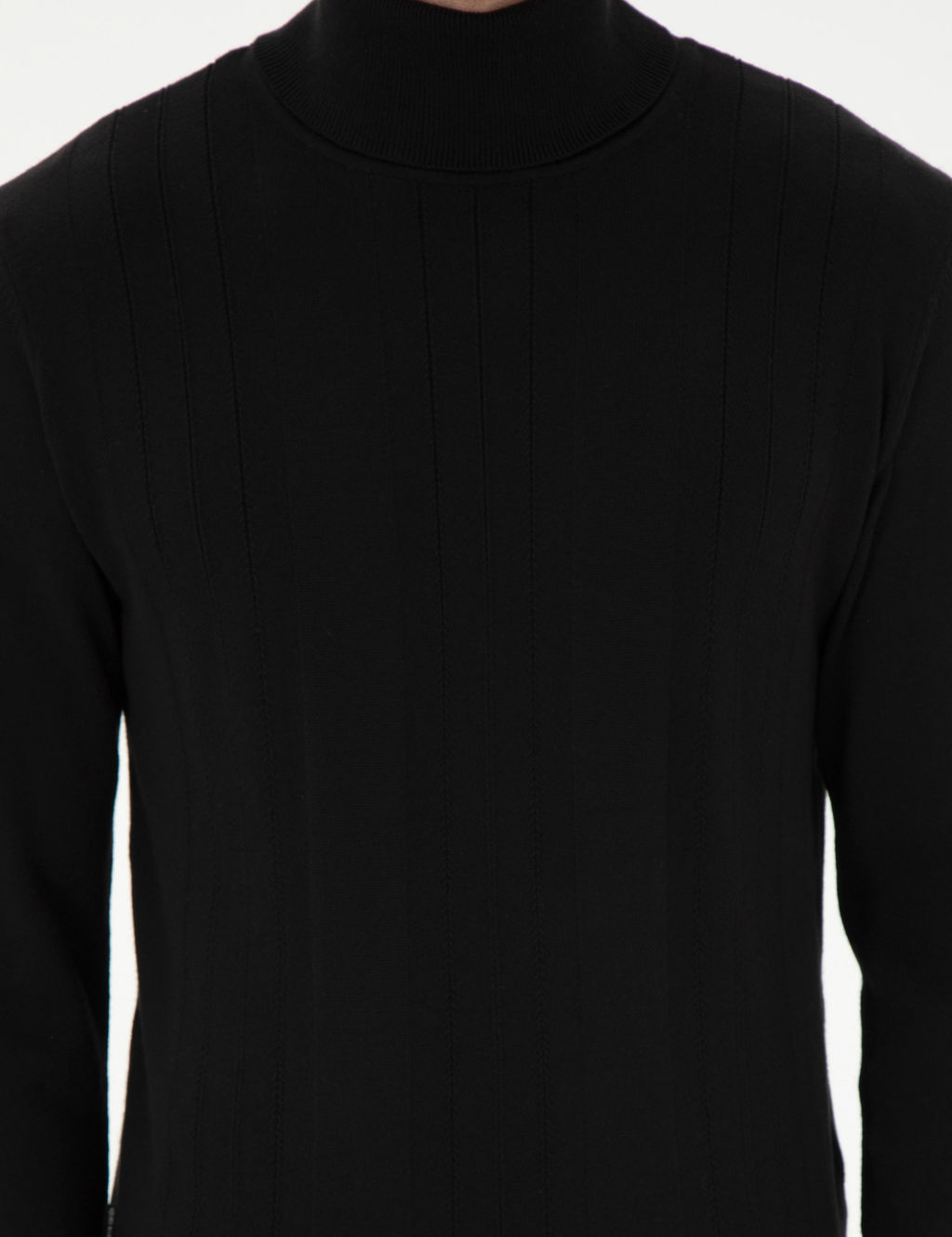 Siyah Slim Fit Bal_k__ Yaka Triko Kazak - Pierre cardin фото 6