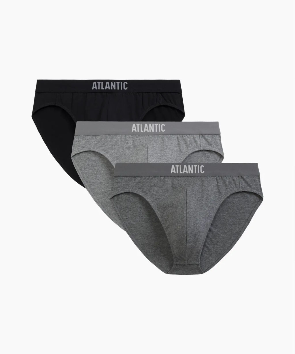 ATLANTIC 3MP-094 Трусы спорт Solid - набор 3 шт. черный + серый меланж + темно-серый меланж фото 2