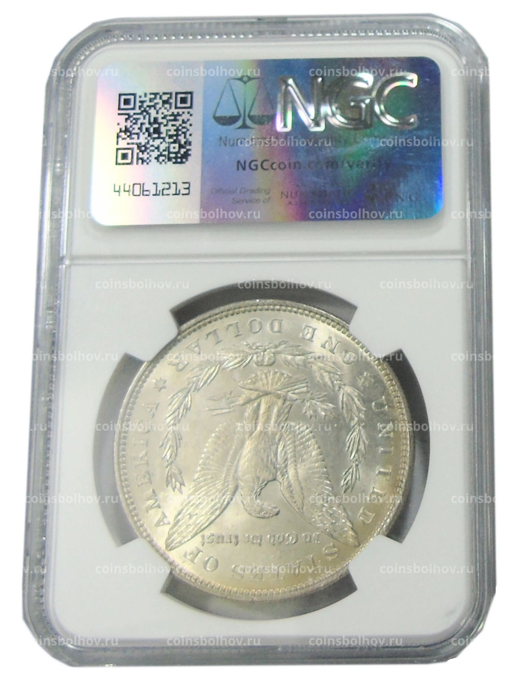 Монета 1 доллар 1887 года США Доллар Моргана (в слабе NGC MS 63)