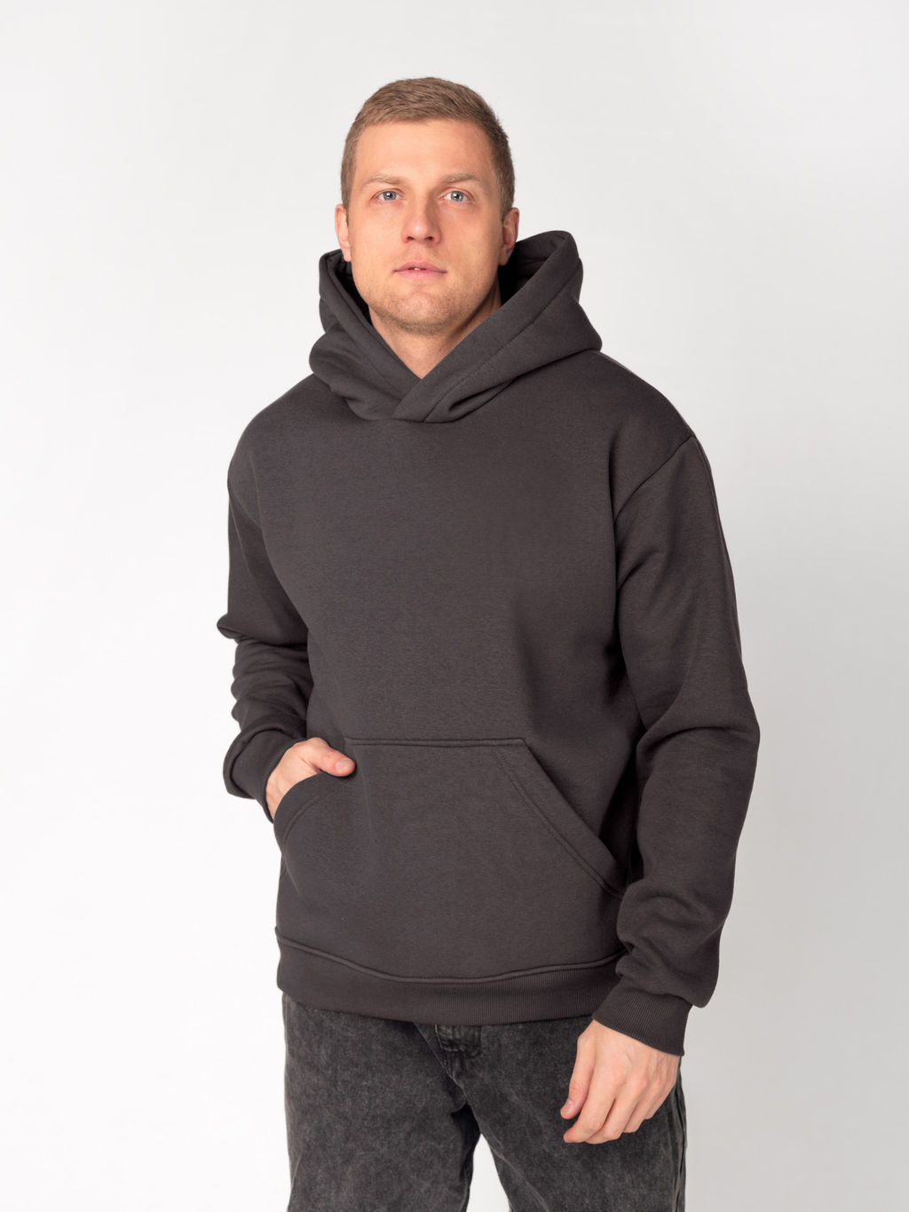 Толстовка мужская футер 3-х нитка начес пенье "БРУНО" ГРАФИТ