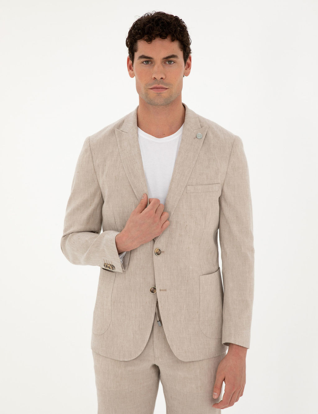 A__k Kahverengi Ekstra Slim Fit Keten Kar___ml_ Tak_m Elbise