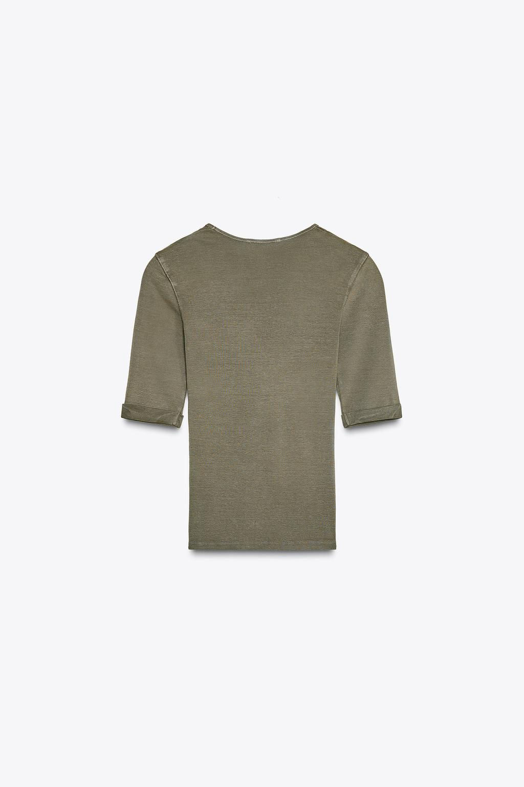 WASHED COTTON T-SHIRT - Zara фото 18