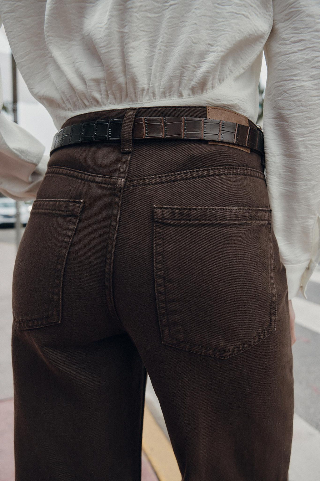 JEANS Z1975 WIDE LEG CINTUR?N / Marr?n - Zara фото 5