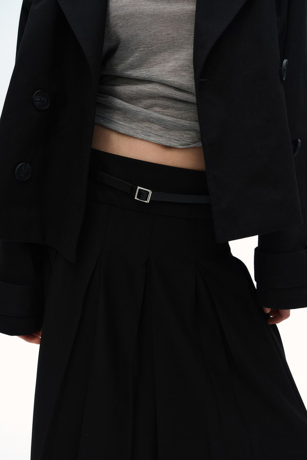 Falda midi tableada con cinturon - H&m фото 2