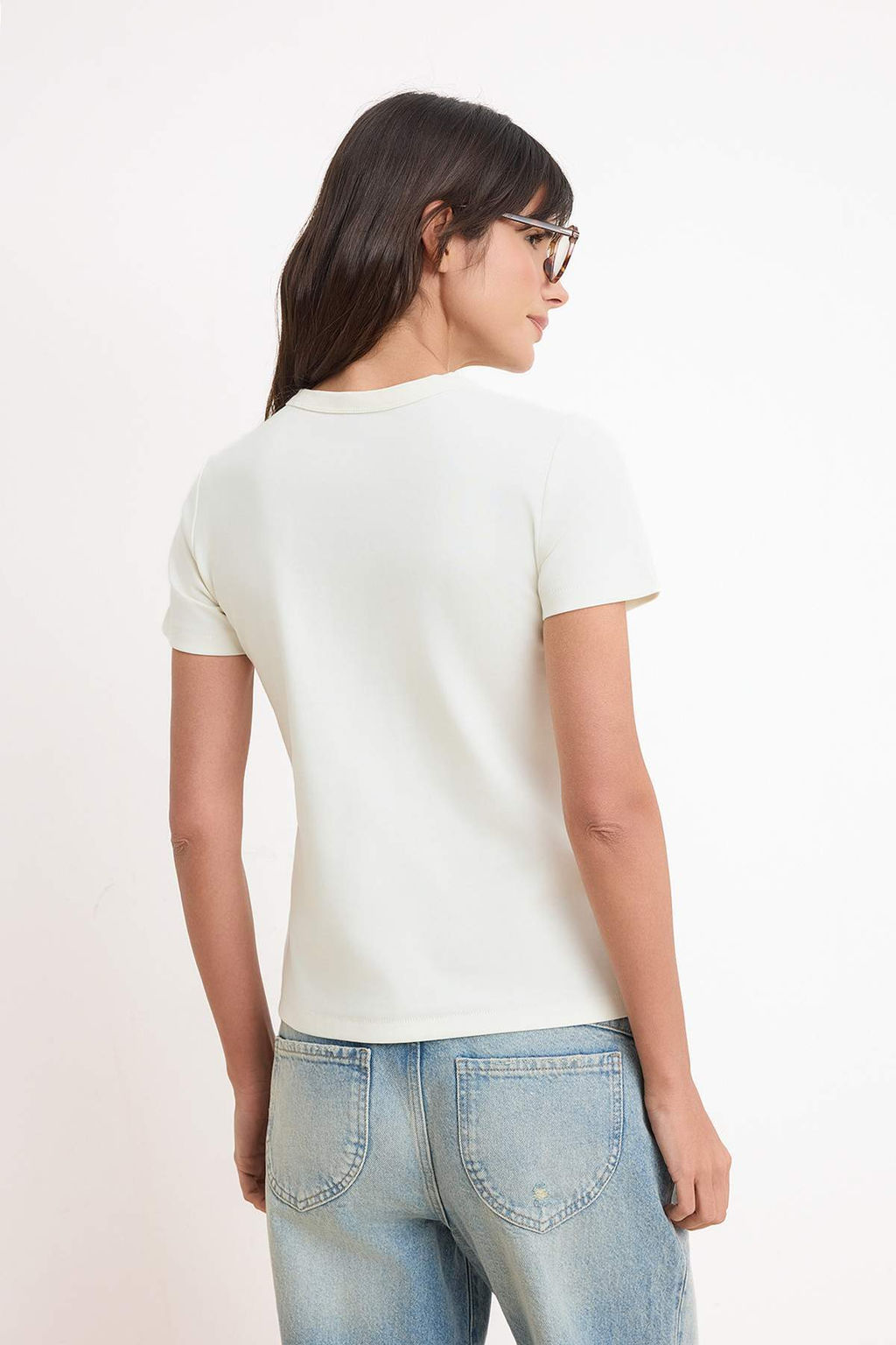 Ekru Premium Basic Regular/Normal Kal?p K?sa Kollu Interlok Orme T-Shirt TWOSS26TS00130 - Trendyolmilla фото 4
