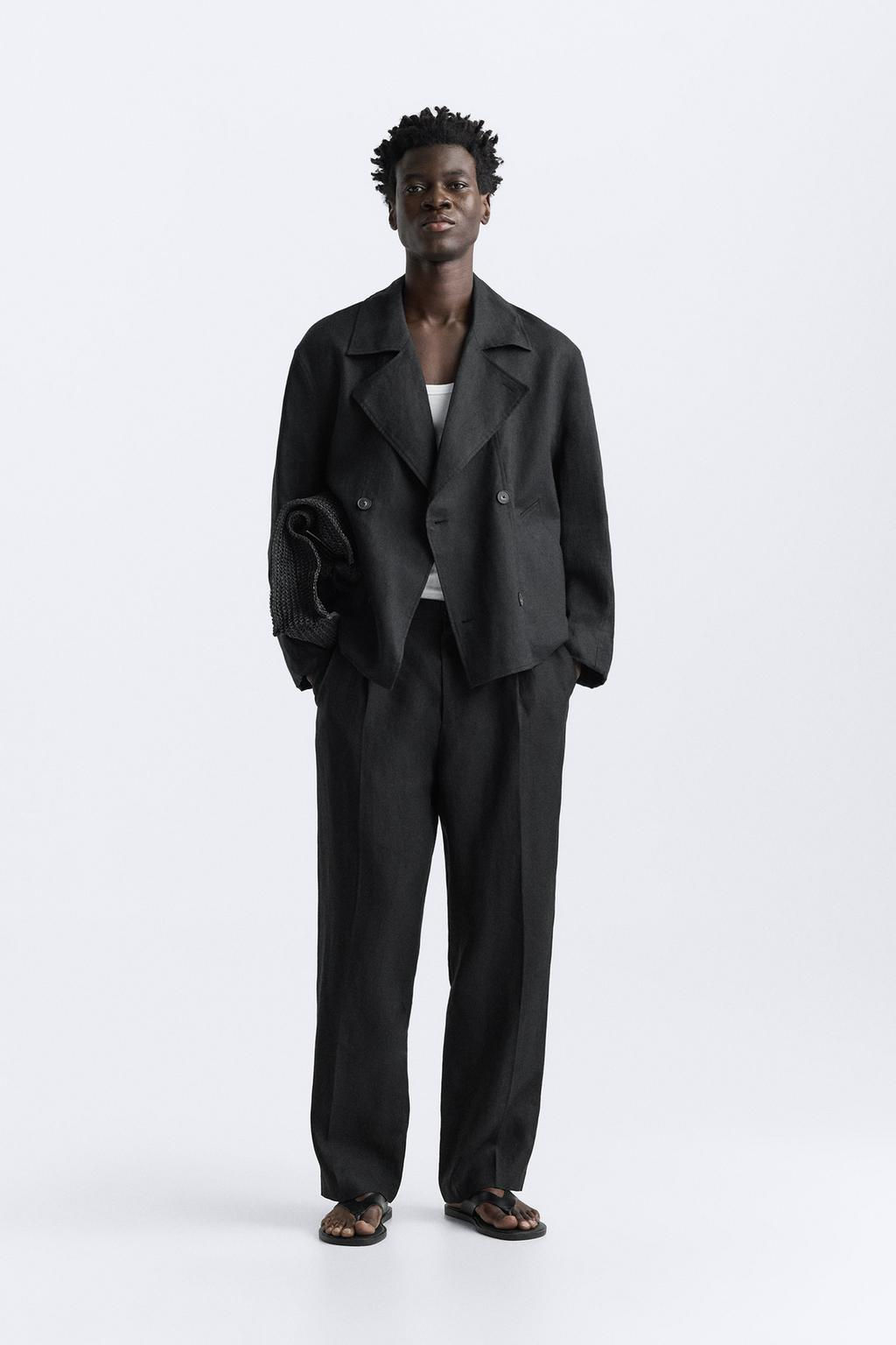 100% LINEN CROPPED TRENCH COAT - Zara фото 3