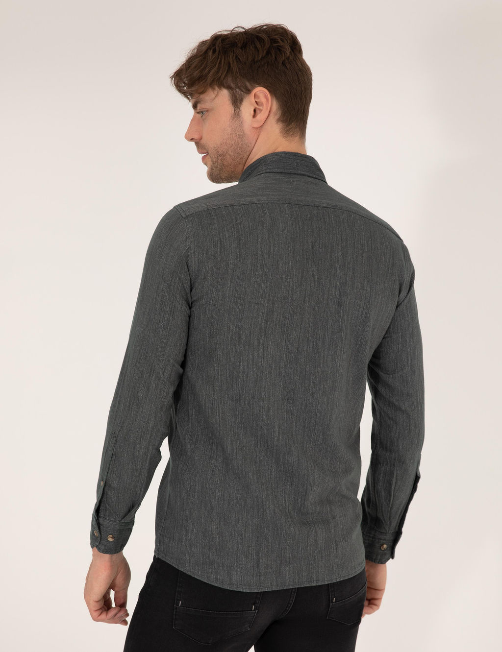 Haki Slim Fit Uzun Kollu G_mlek