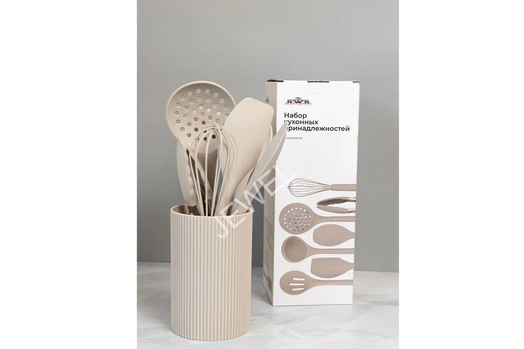 Набор кухонный JEWEL на подставке, 8 предметов, бежевый  фото 2