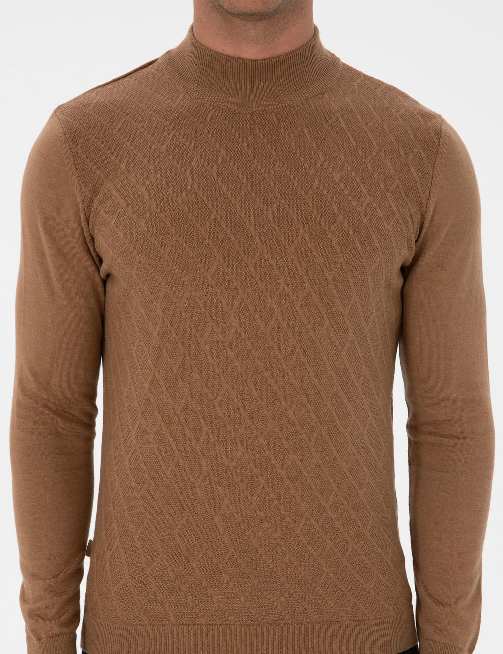 Camel Melanj Slim Fit Yar_m Bal_k__ Yaka Triko Kazak - Pierre cardin фото 6