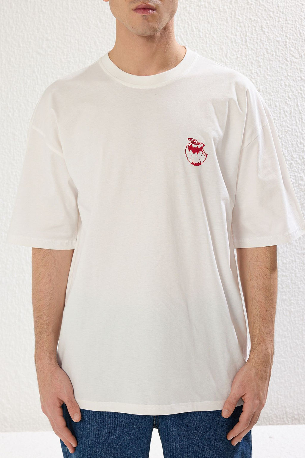 TRENDYOL MAN Ekru Oversize/Genis Kesim Meyve Bask?l? %100 Pamuklu T-Shirt TMNSS25TS00030 - Trendyolmilla фото 8