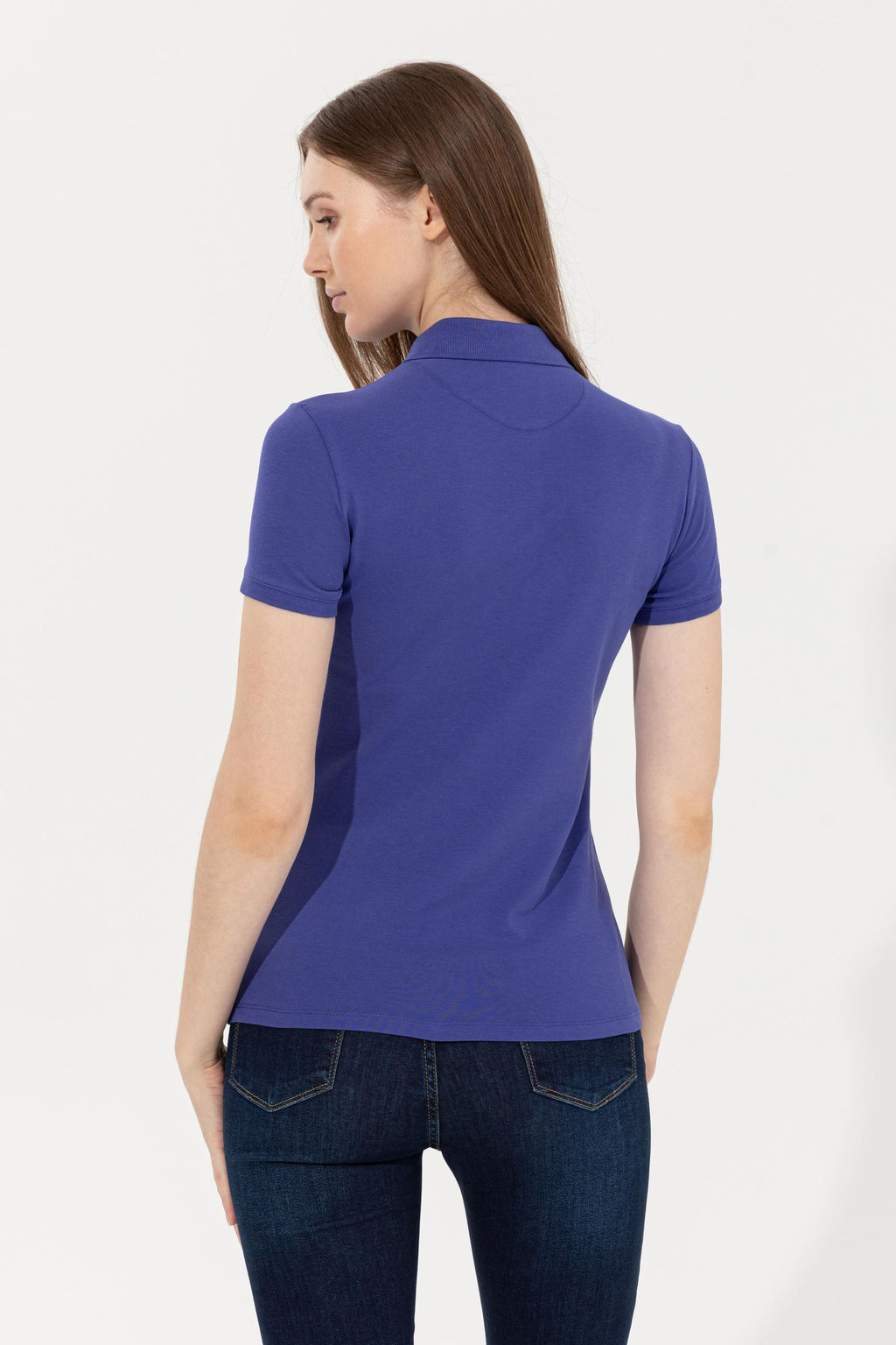 Женская синяя футболка с воротником поло Basic - U.s. polo assn фото 11