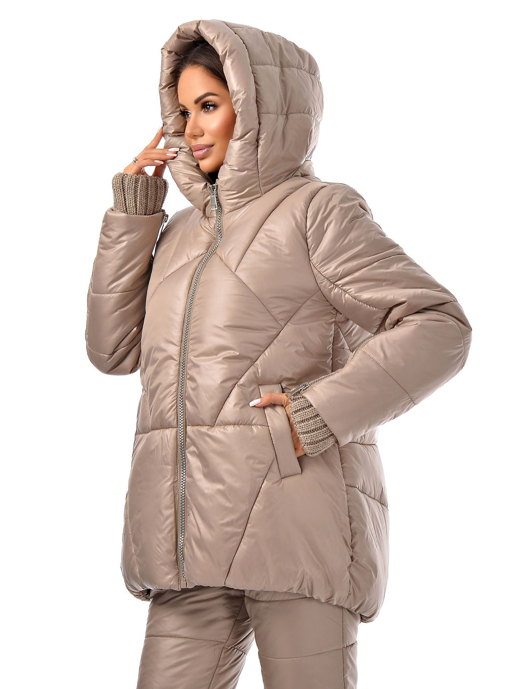 Зимняя куртка с вязанной отделкой - А+б коллекция фото 3