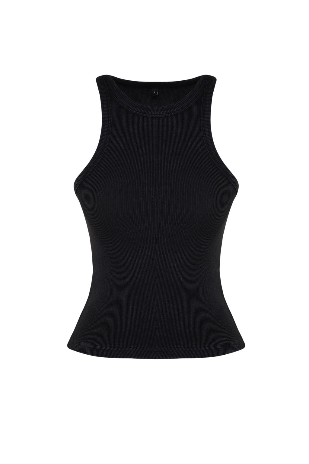 Antrasit Soluk Efektli Vucuda Oturan Halter Yaka Fitilli Pamuklu Esnek Orme Atlet TWOSS24AL00002