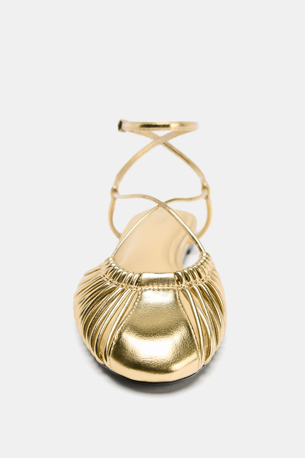 METALLIC-EFFECT STRAPPY CAGE SANDALS