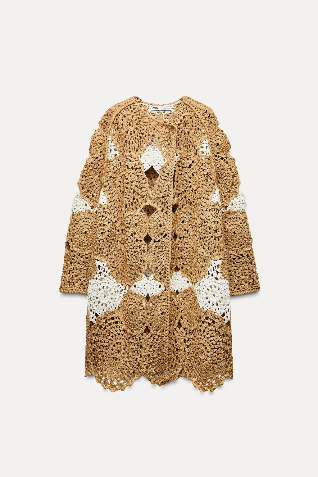 CROCHET KNIT DOUBLE-BREASTED COAT - Zara фото 5