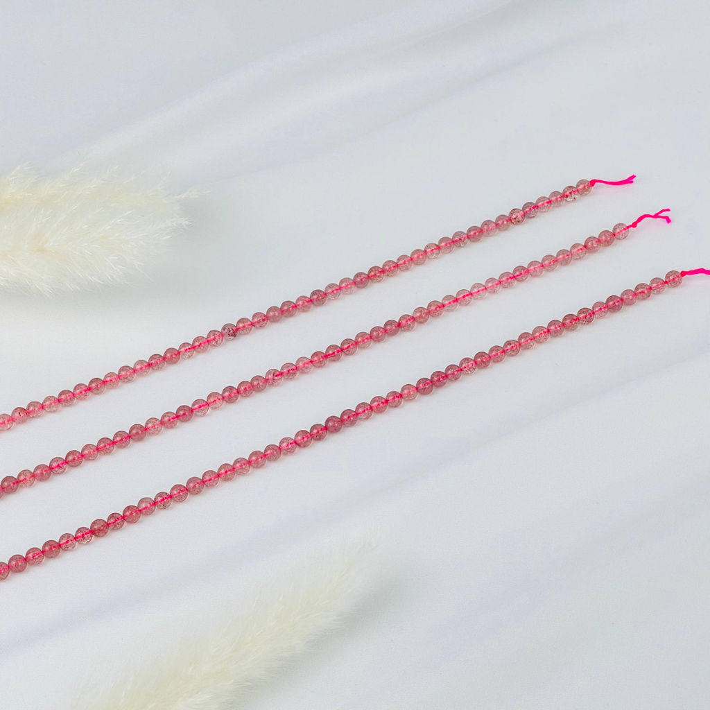 Бусины для украшений из Клубничного кварца (78 бусин) 39 см