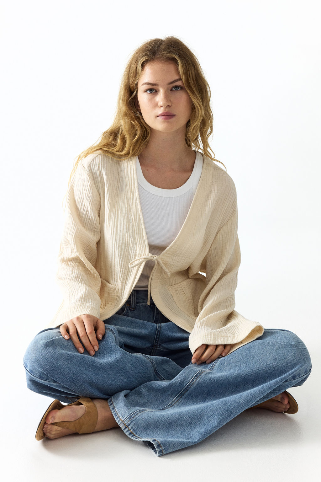 Chaqueta de muselina con lazada - H&m фото 3