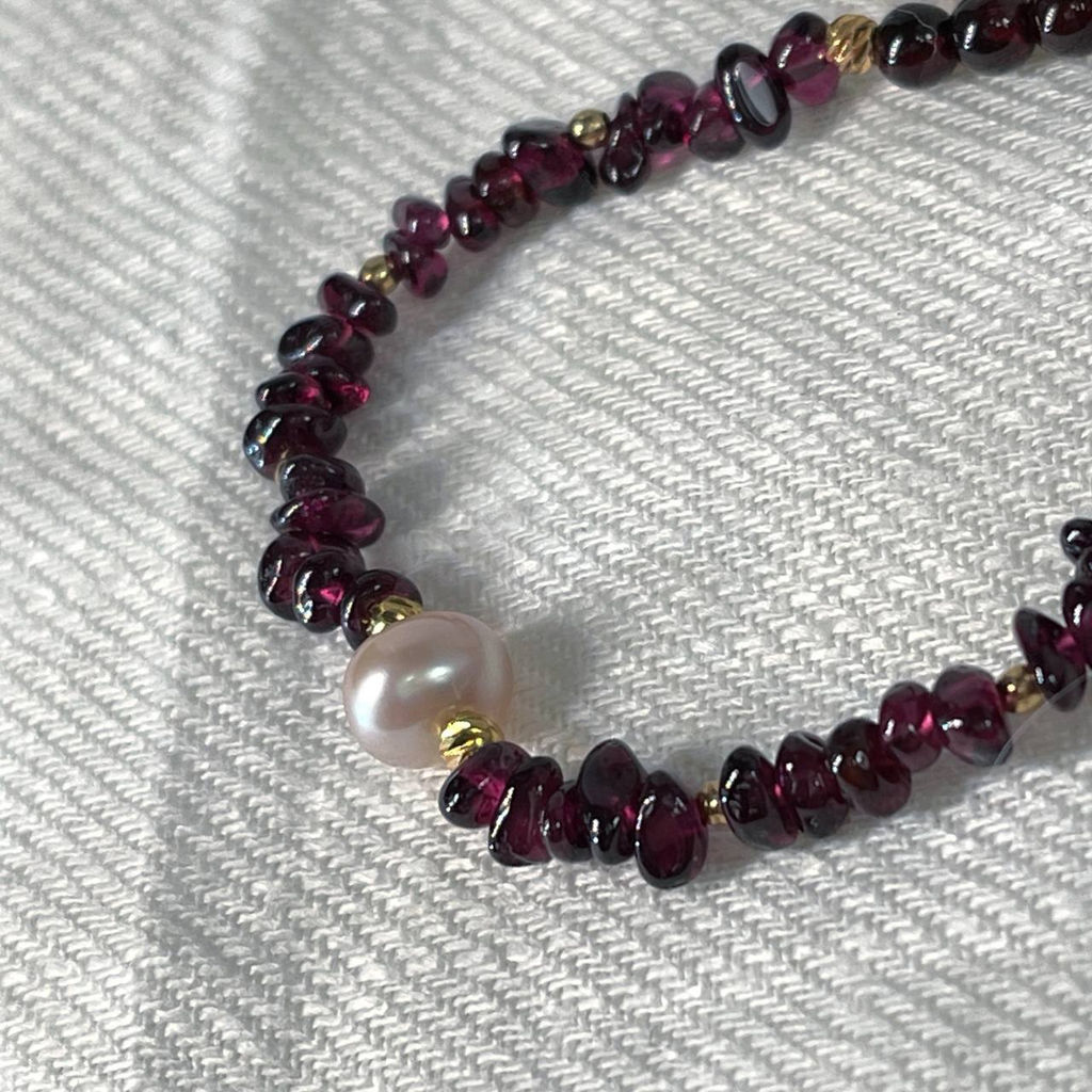 Колье из Граната и Жемчуга 42 см +
