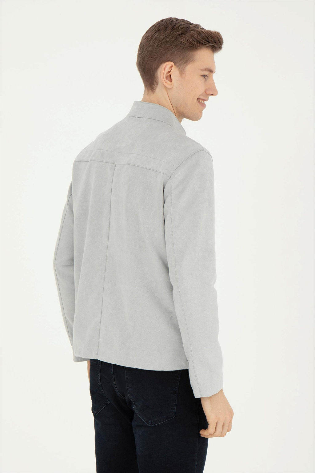 Мужская серая кожаная куртка - U.s. polo assn фото 5