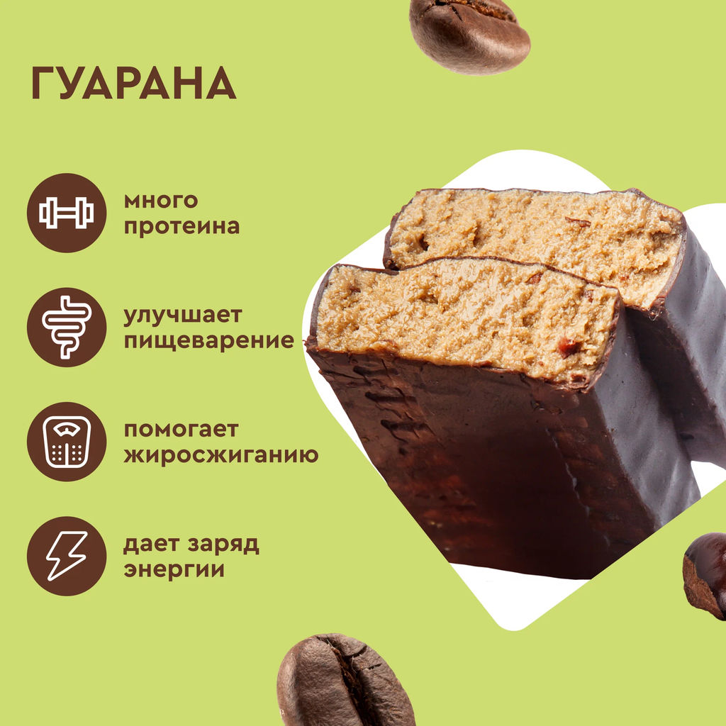 Батончик протеиновый EXTRA МОККО + экстракт гуараны, 40 г - Proteinrex фото 2