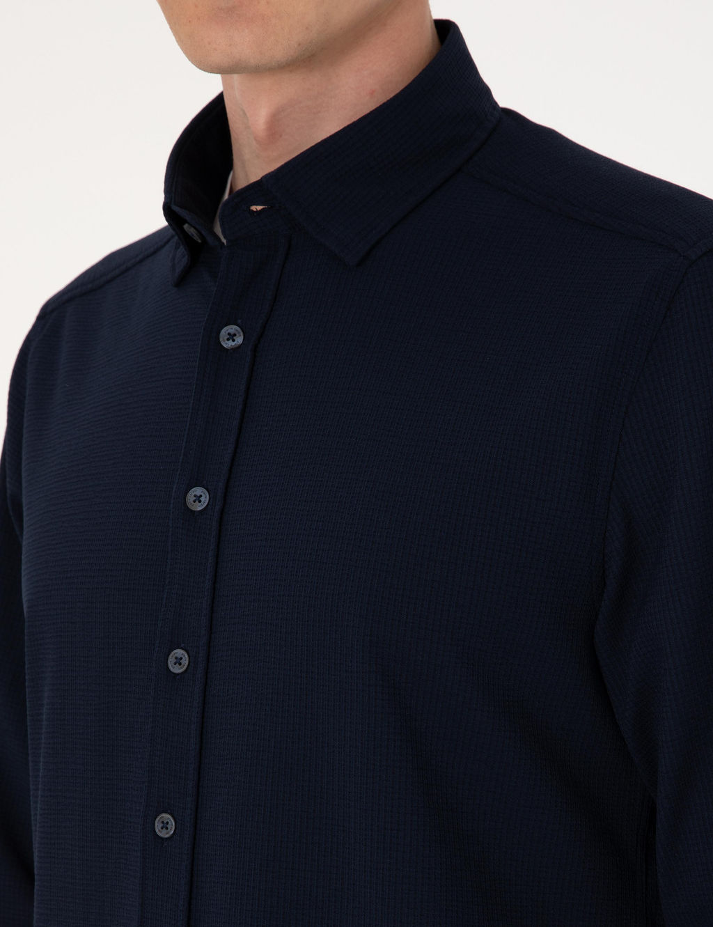 Lacivert Slim Fit Uzun Kollu G_mlek - Pierre cardin фото 7