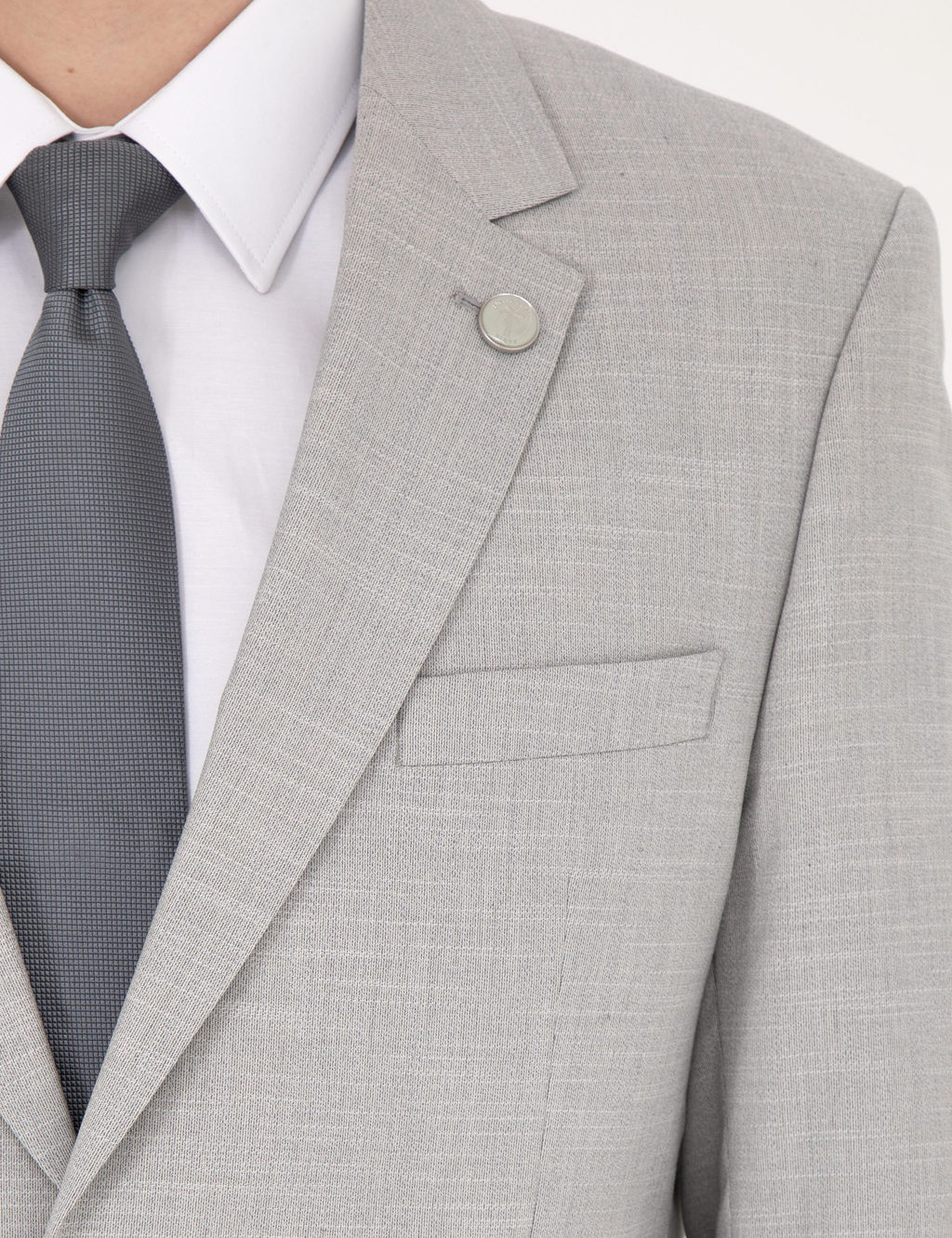 Gri Slim Fit Y_n Kar___ml_ Tak_m Elbise