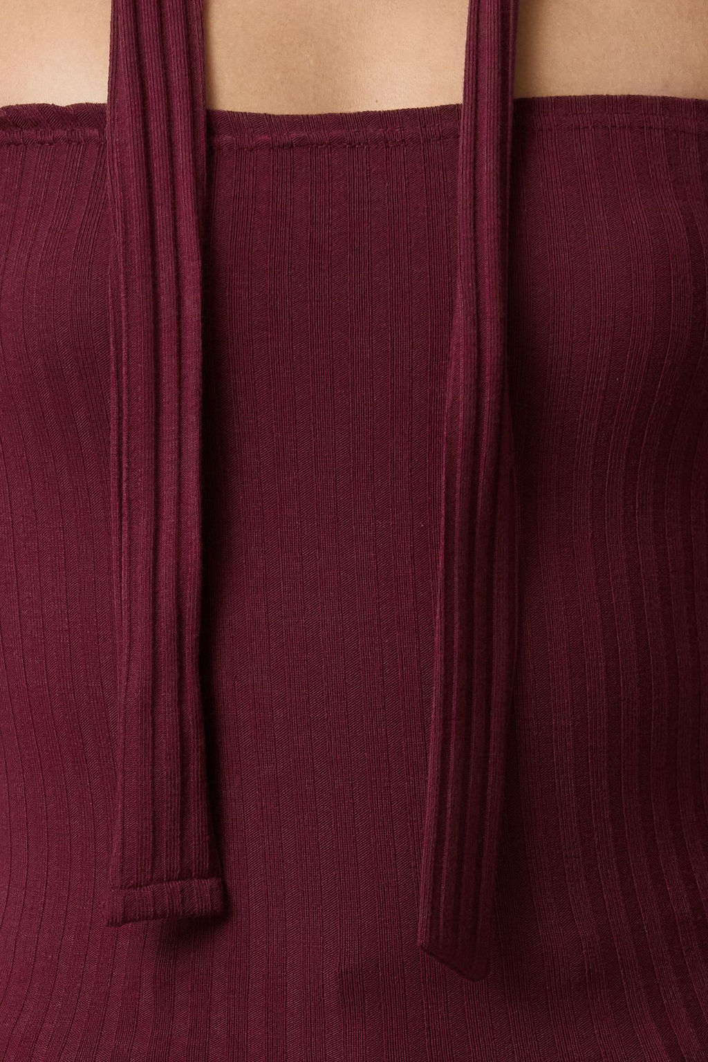 Bordo Fitilli Carmen Yaka Sal Detayl? Fitted/Vucuda Oturan Crop Esnek Orme Bluz TWOAW24BZ00354