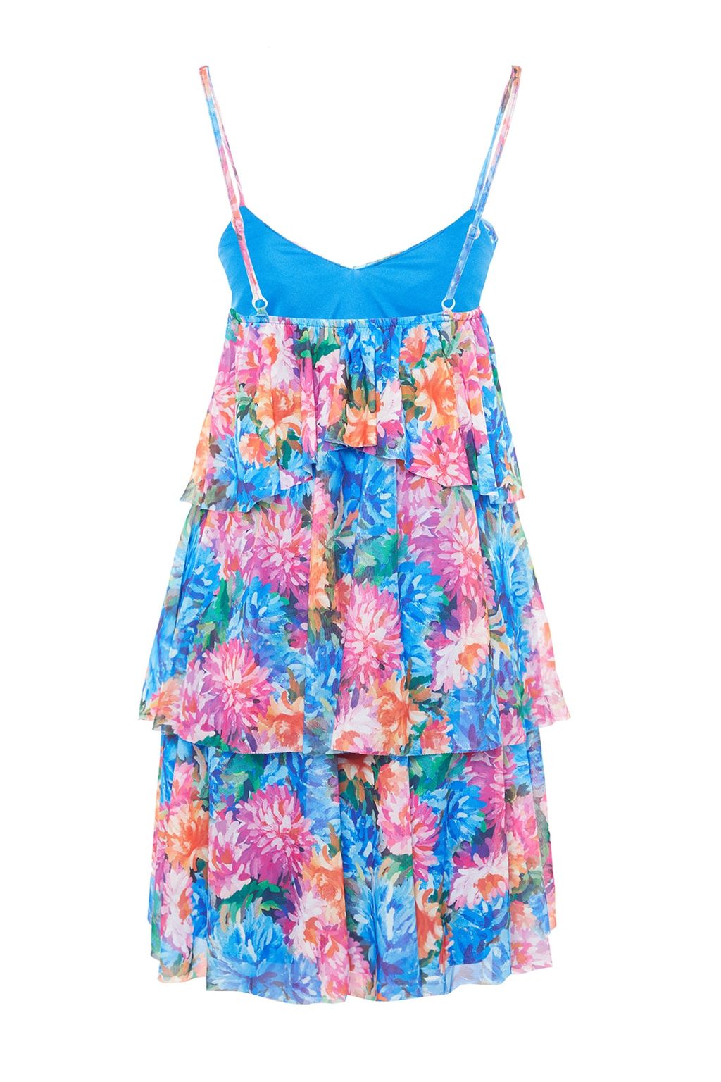 TRENDYOLMILLA Cok Renkli Astarl? A-Kesim Cicek Desenli Orme Tul K?sa S?k Abiye Elbise TPRSS23EL00144  фото 9