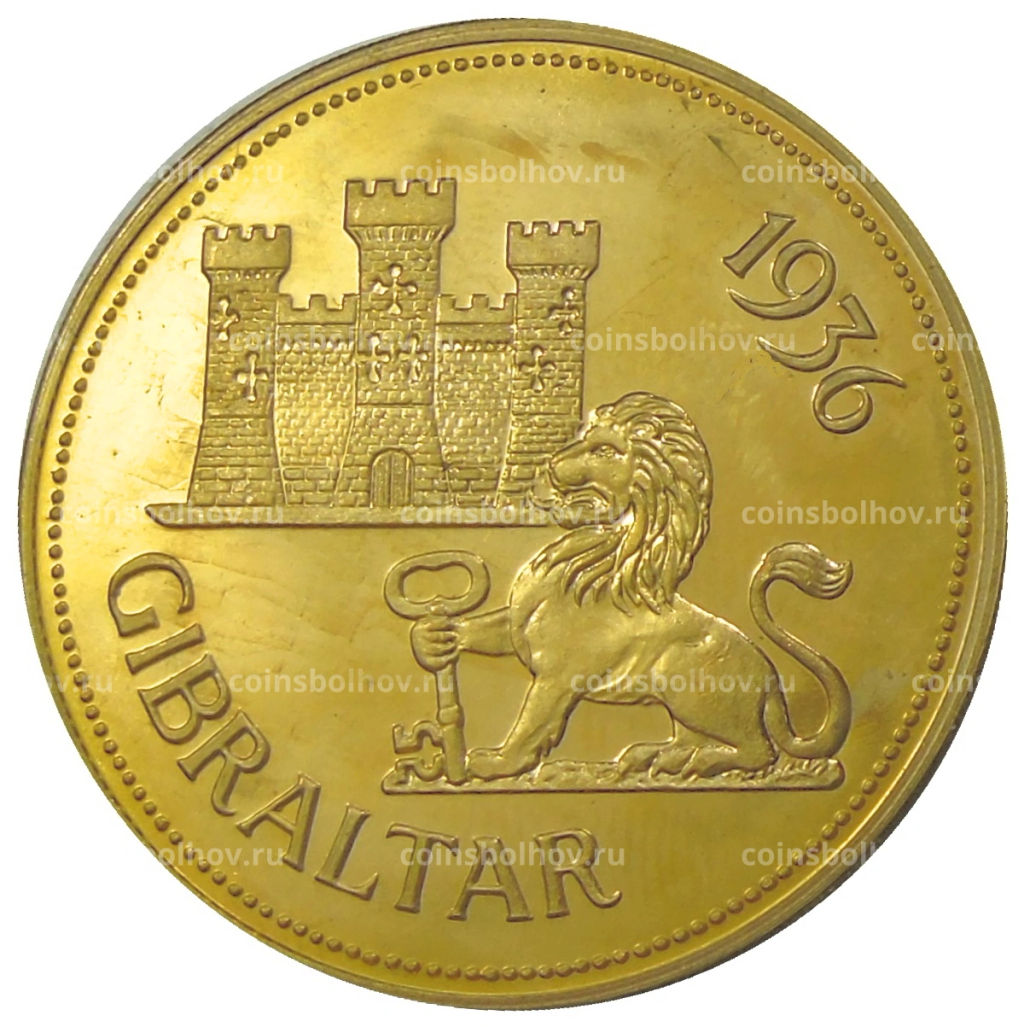Монетовидный жетон 1 крона 1936 года Гибралтар (паттерн Едварда VIII)