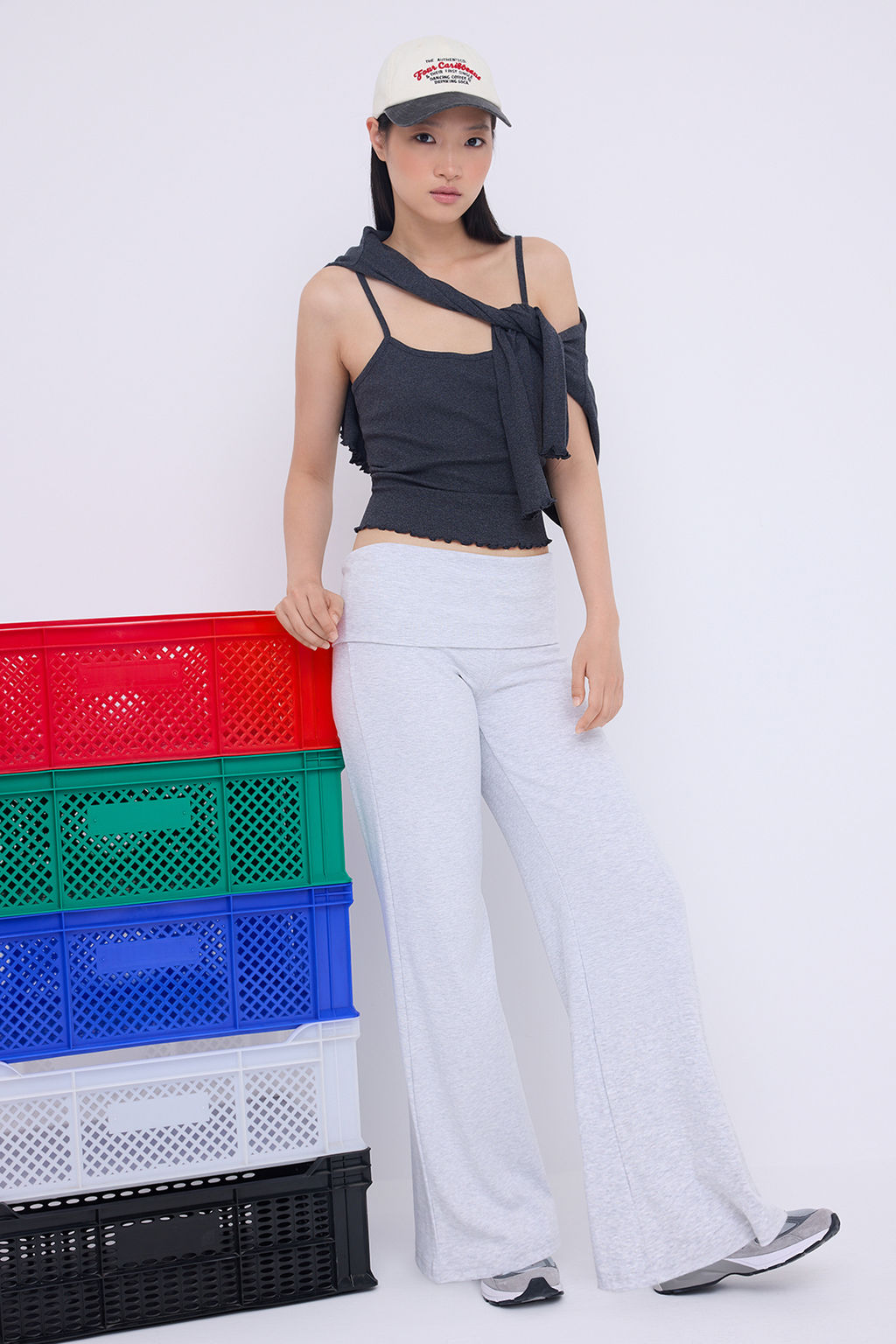 Teen Gri Melanj Beli Katlamal? Wideleg/Genis Paca Pantolon TWOAW26PL00019