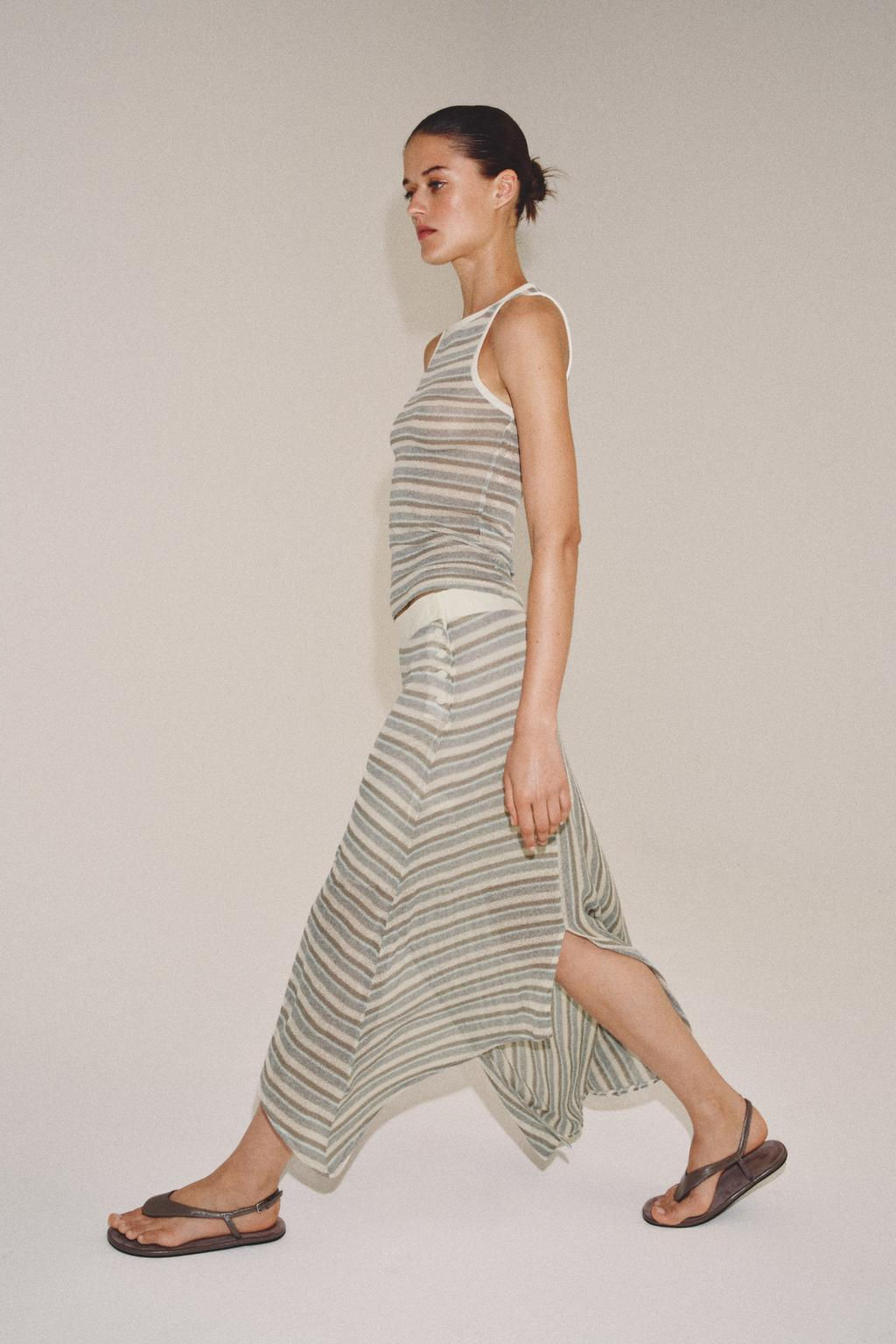 ASYMMETRIC STRIPED SKIRT - Zara фото 4