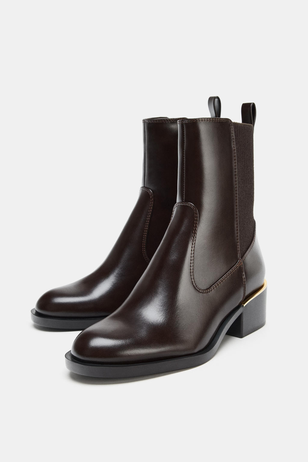 LOW-HEEL ANKLE BOOTS WITH METAL DETAIL - Zara фото 4