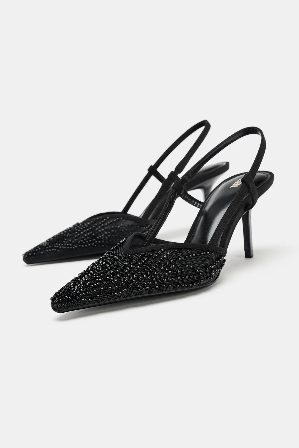 MESH RHINESTONE SLINGBACK SHOES - Zara фото 3