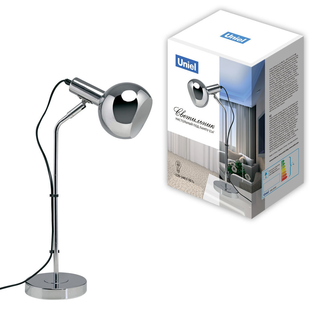 UML-B702 E14 SILVER Светильник настольный, 60W. Цоколь Е14. Механический выключатель. Серебристый. ТМ Uniel - Volpe фото 16