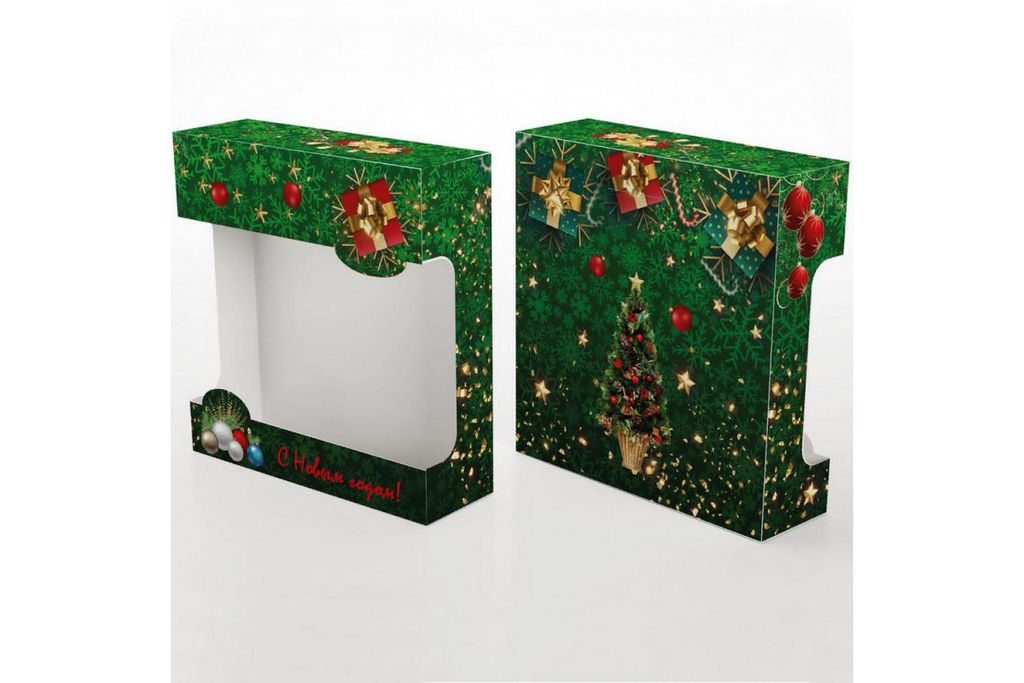 2 шт Коробка подарочная ТС-28, НГ зеленая Р+Р