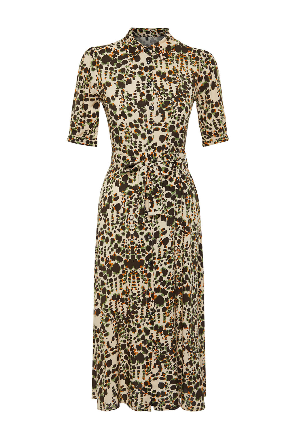 TRENDYOLMILLA Lacivert Cicek Desenli Kusakl? Midi Dokuma Viskon Gomlek Elbise TWOSS20EL1559 фото 24