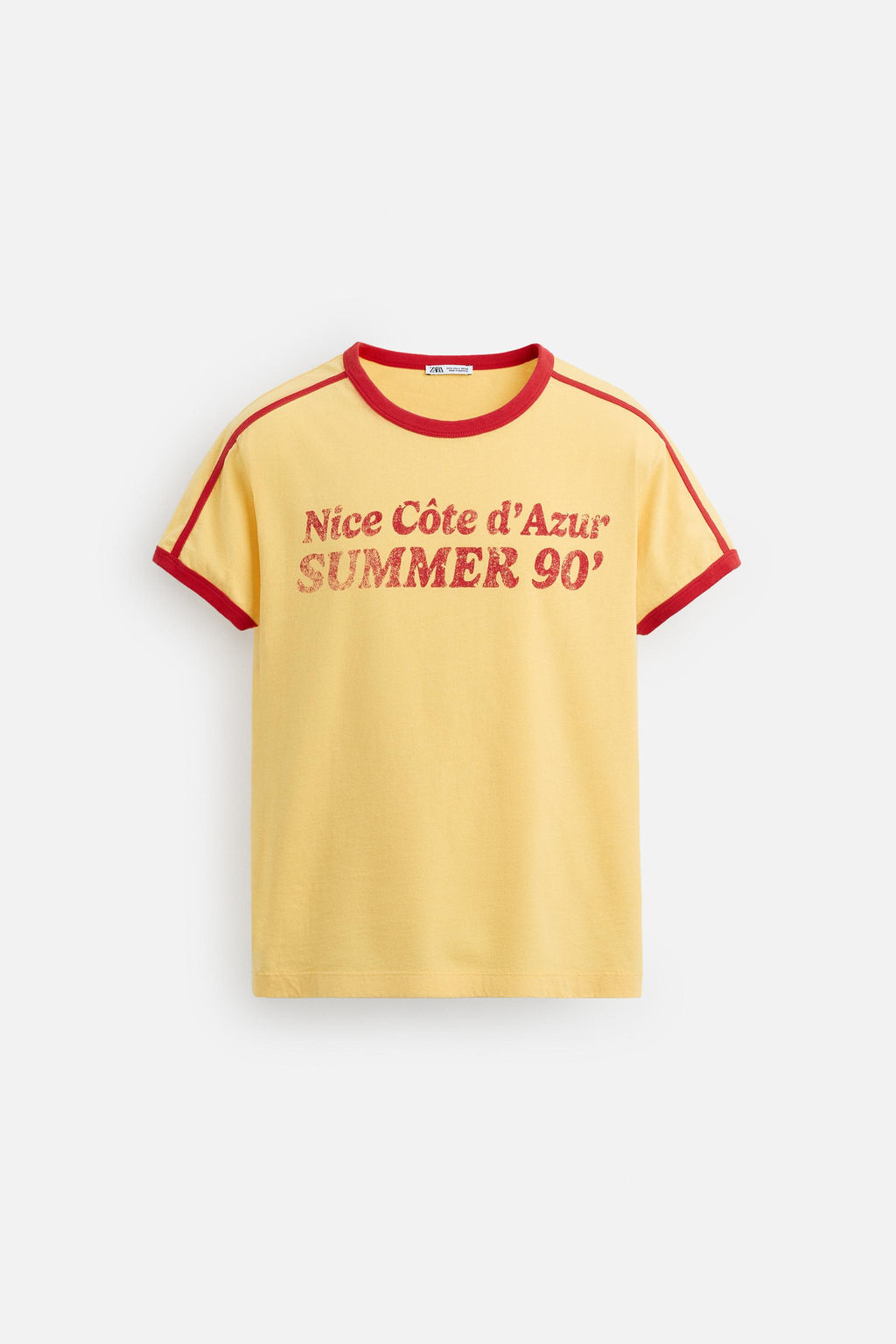 SLOGAN T-SHIRT WITH CONTRAST RIB - Zara фото 8