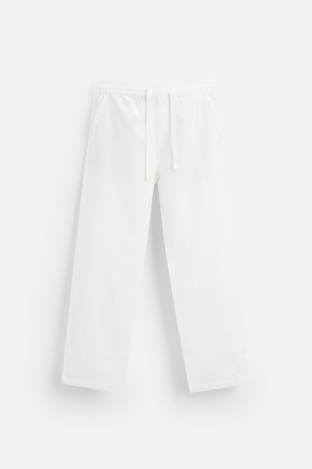 COTTON-LINEN RELAXED FIT TROUSERS - Zara фото 8
