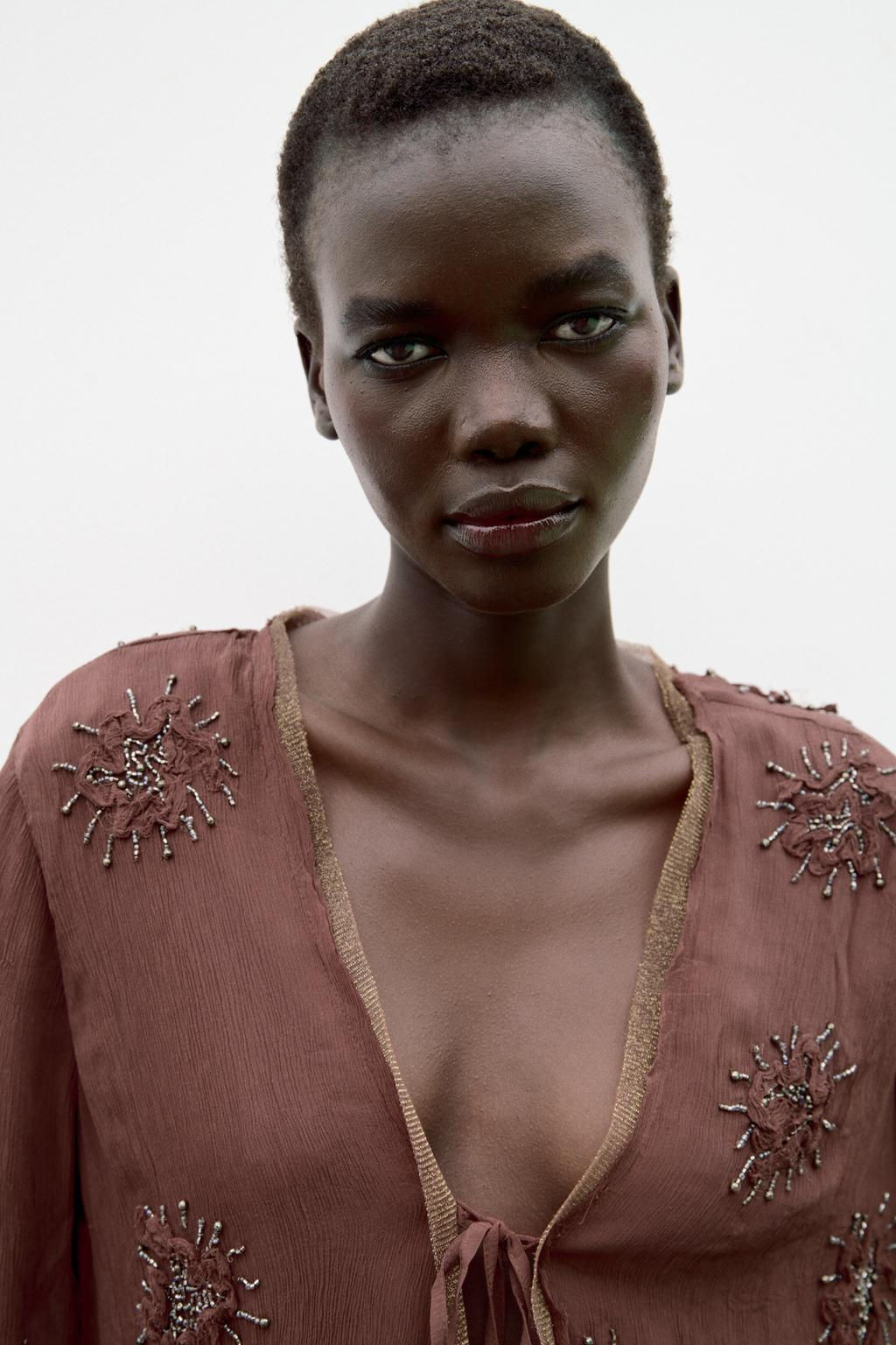 SHORT BEADED JACKET WITH EMBROIDERY - Zara фото 2