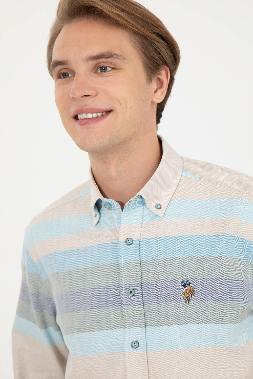 Мужская синяя скидка рубашки с длинным рукавом в корзине - U.s. polo assn фото 3