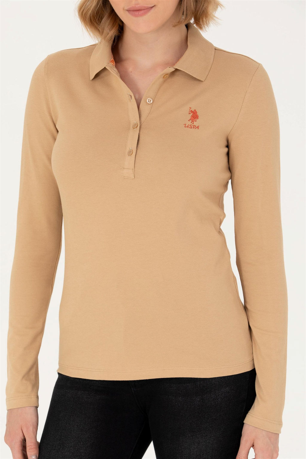 U. S. Polo Assn Женская базовая толстовка с воротником-поло песочного цвета - U.s. polo assn фото 13