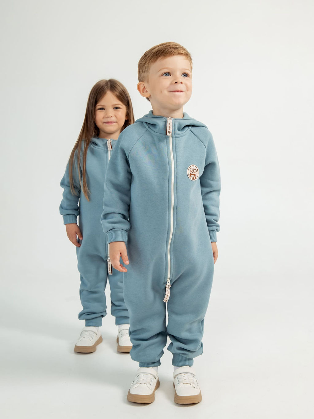 Комбинезон с клапаном и капюшоном Синяя дымка утепленный - Bungly фото 11