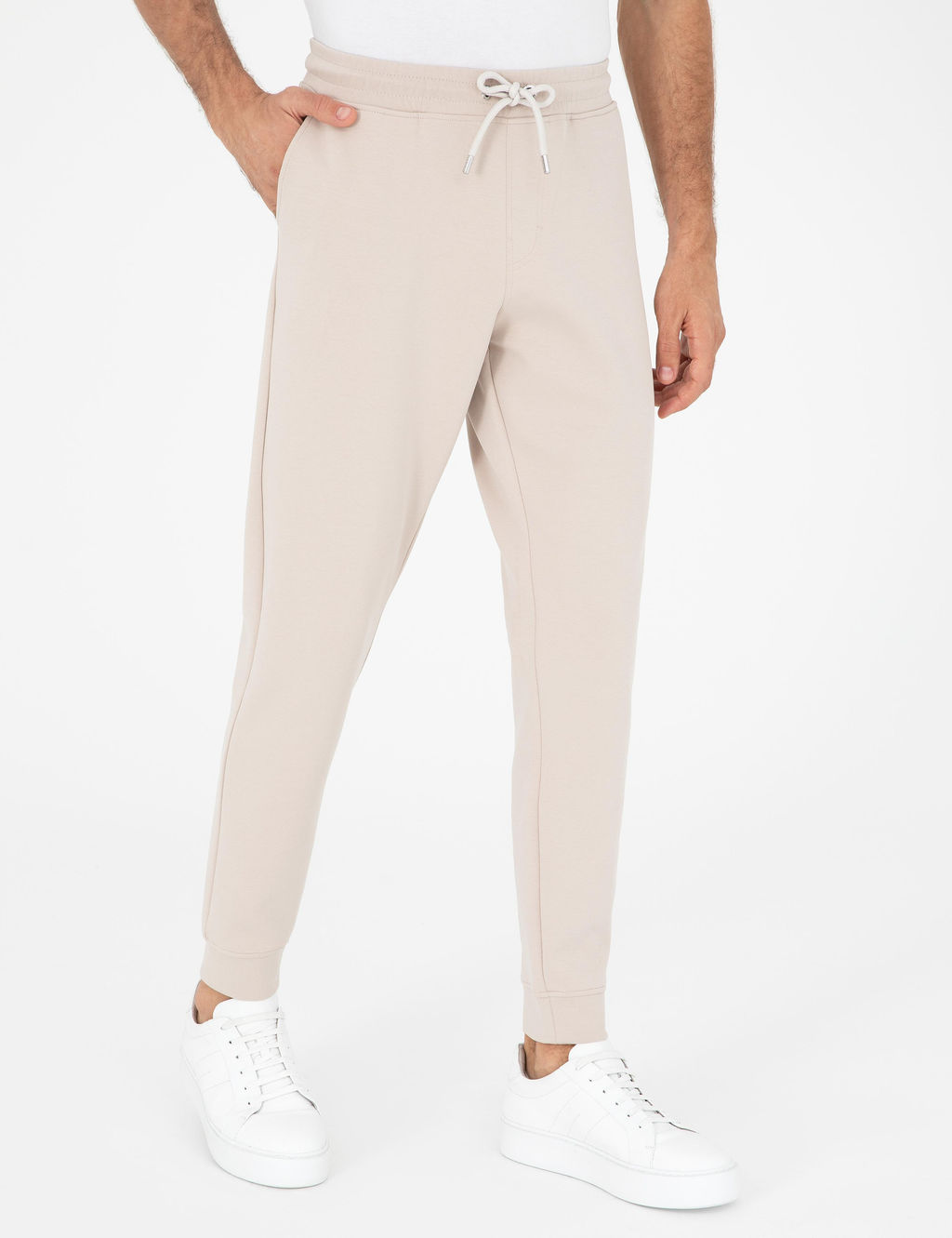 Bej Jogger Fit Pa_as_ Lastikli Pamuk Kar___ml_ E_ofman Alt_