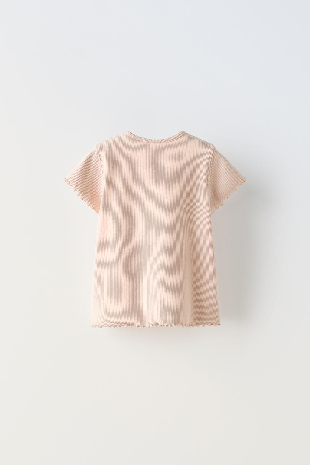 RIBBED T-SHIRT WITH EMBROIDERY - Zara фото 4