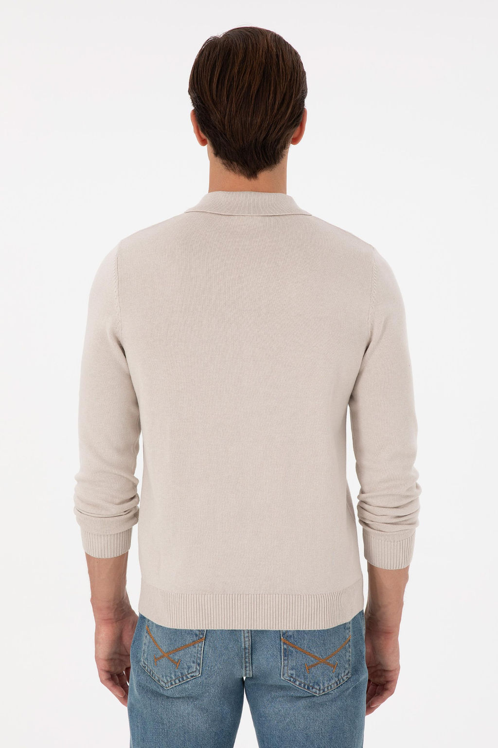 Erkek Slim Fit Yar_m Fermuarl_ Ta_ Melanj Basic Kazak - U.s. polo assn фото 5