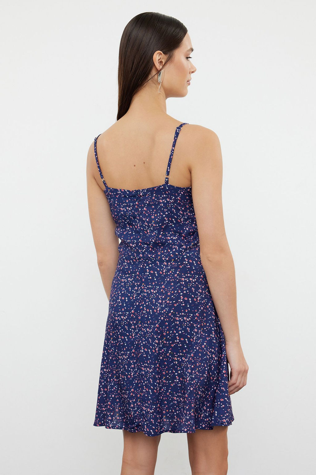 TRENDYOLMILLA Koyu Lacivert Cicekli Mini Dokuma Elbise TWOSS21EL3214  фото 14