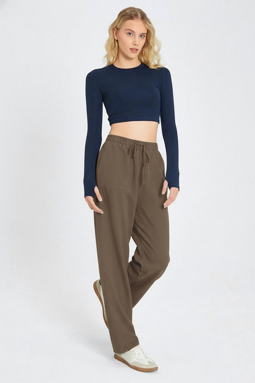 TRENDYOLMILLA Siyah Cep Detayl? Kot Gorunumlu Wide Leg/Genis Paca Dokuma Pantolon TWOSS25PL00076  фото 31
