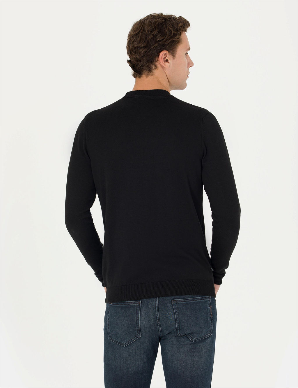 Siyah Slim Fit Yar_m Bal_k__ Yaka Basic Triko Kazak - Pierre cardin фото 5