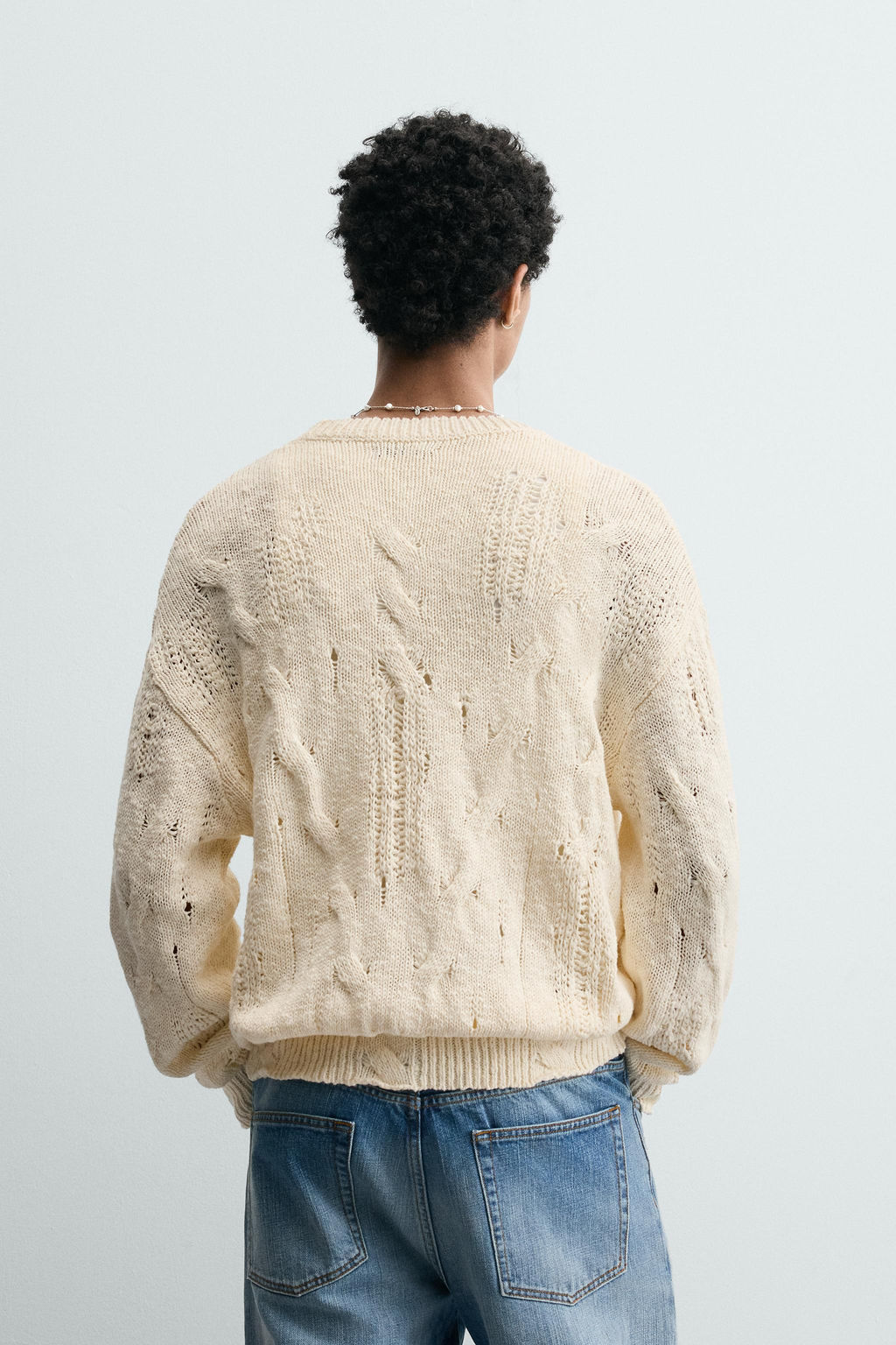 JERSEY DESAGUJADO TRENZAS / Blanco roto - Zara фото 3